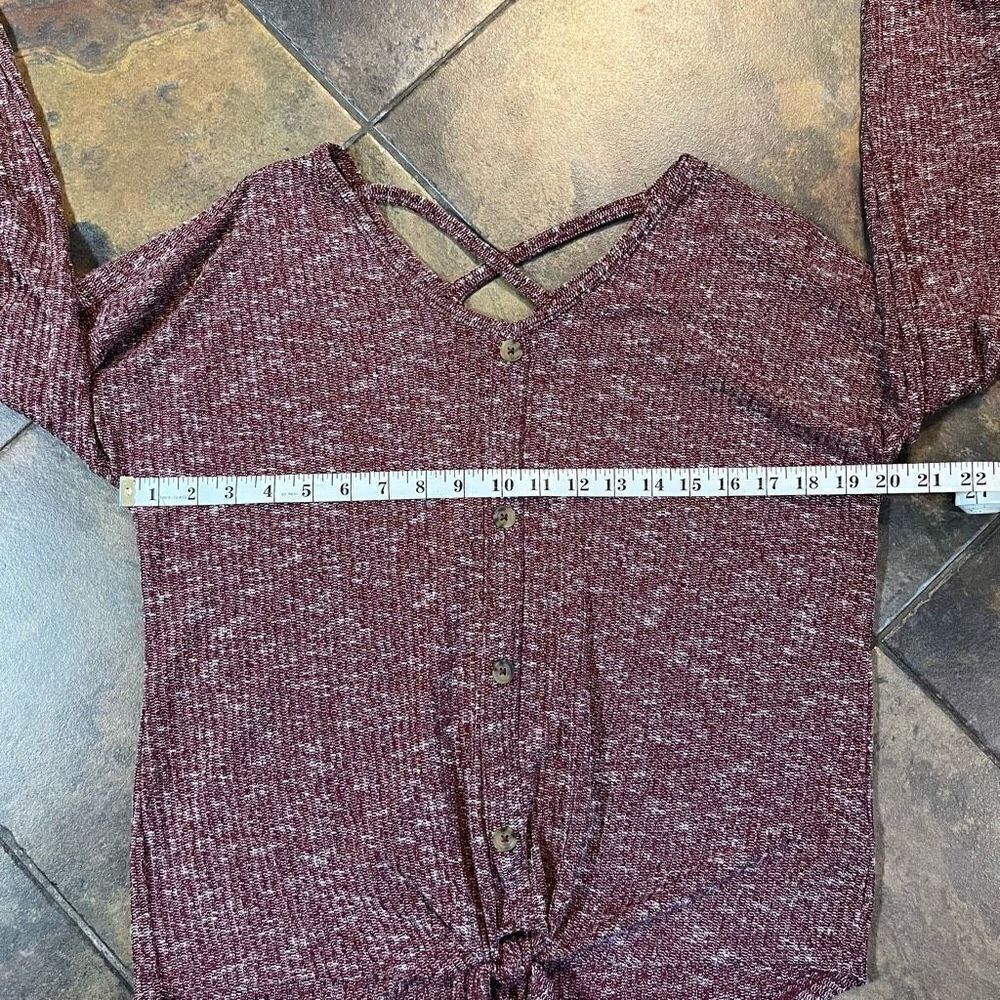 Bobbie Brooks Ladies Red Speckled Button Down Tie Bottom Sweater XL - Picture 8 of 11
